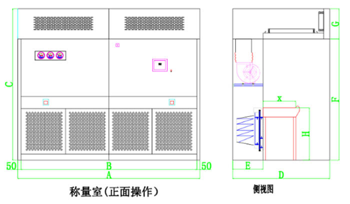 負(fù)壓稱量罩負(fù)壓稱量室設(shè)計(jì)方案圖